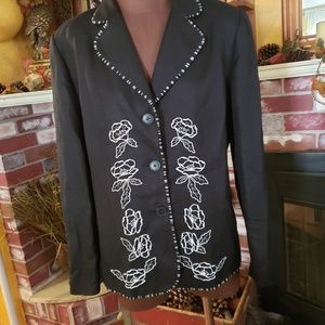MARY MCFADDEN EMBROIDERED BLACK BLAZER 10